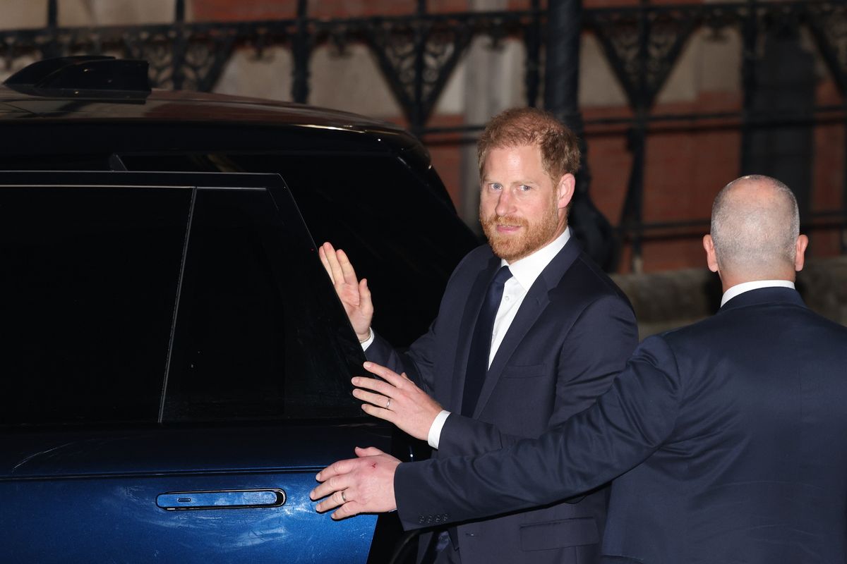 Harry leaving after a day in court 