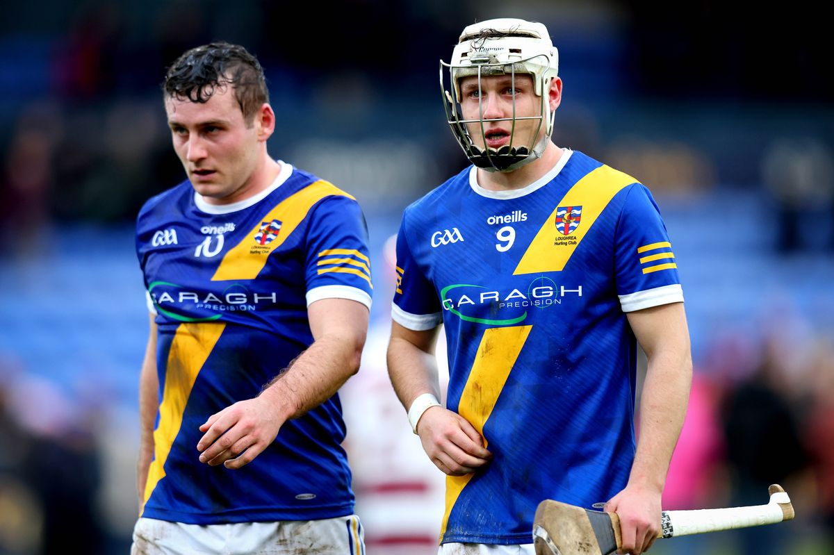 Cullen Killeen of Loughrea (right) was sent off against Slaughtneil in last month's All-Ireland Club SHC semi-final at Parnell Park 