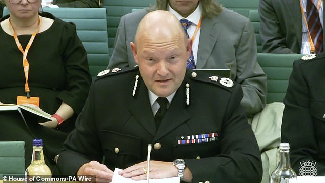 West Midlands Chief Constable Craig Guildford, pictured giving evidence before the committee last month over the Maccabi ban