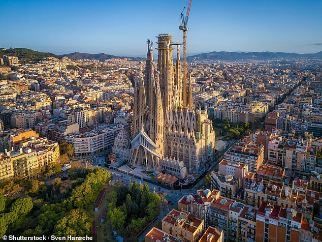 Sagrada Familia church in Barcelona. The tallest tower will be completed this summer