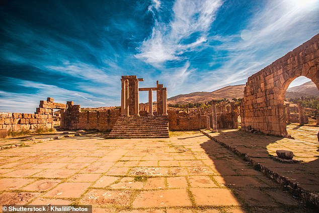 Ancient Roman columns at Djémila, Algeria