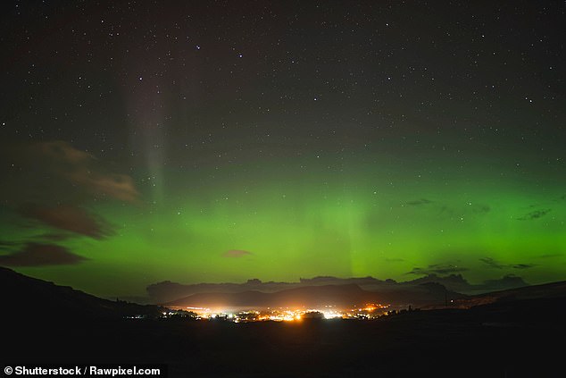 Aurora borealis over the magnificent Isle of Skye in Scotland