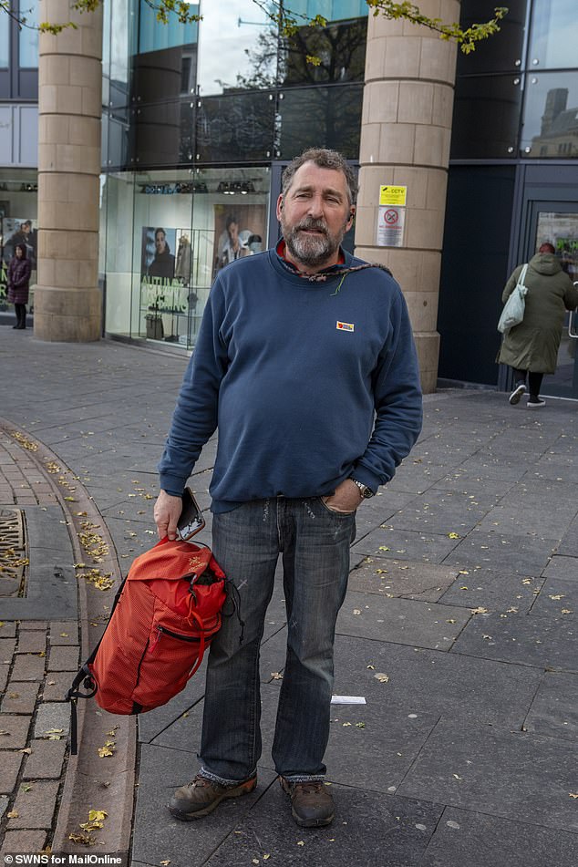 Ric May, 58, (pictured) who runs a Christian project called Jesus Dugs to train dogs to provide comfort and help the mental health of drug addicts, said: 'Drugs here are out of control'