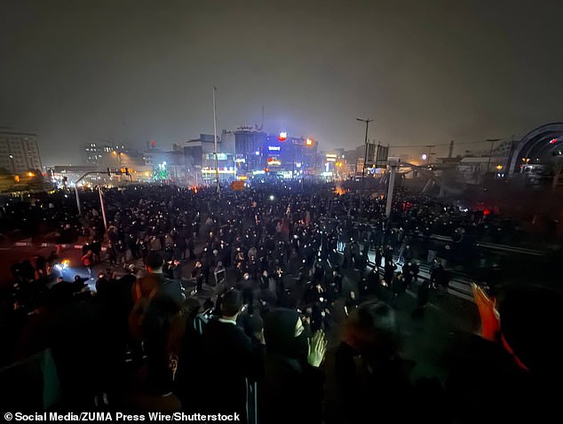 Iranian protesters demonstrate in Tehran, Iran. The nationwide protests started in late December at Tehran's Grand Bazaar in response to worsening economic conditions