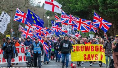 Hundreds march in Crowborough again in protest of Government plan to house 600 male migrants in former army barracks