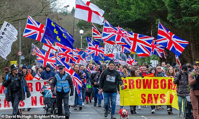 Hundreds march in Crowborough again in protest of Government plan to house 600 male migrants in former army barracks