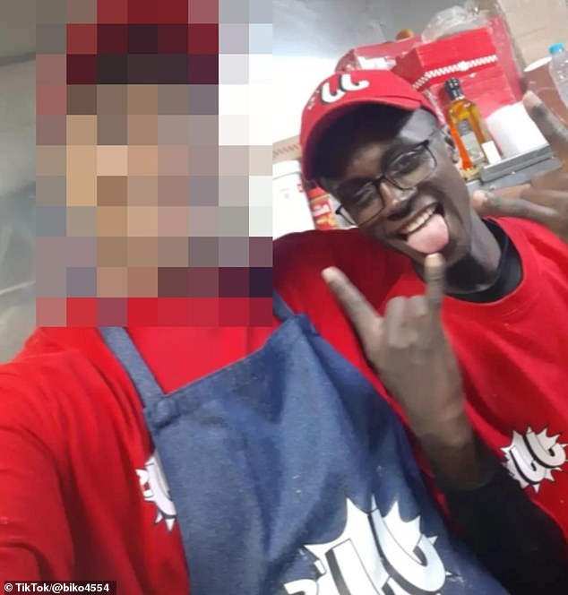 Abubaker is said to have lived in Egypt for five years before making the journey to the UK (pictured working at JJ's, an Egyptian fast food chain)