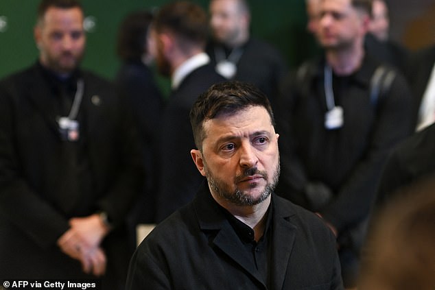 American officials are raising the prospect of an early face to face meeting between Vladimir Putin and Volodymyr Zelensky (pictured)