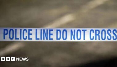 Blue and white police tape.