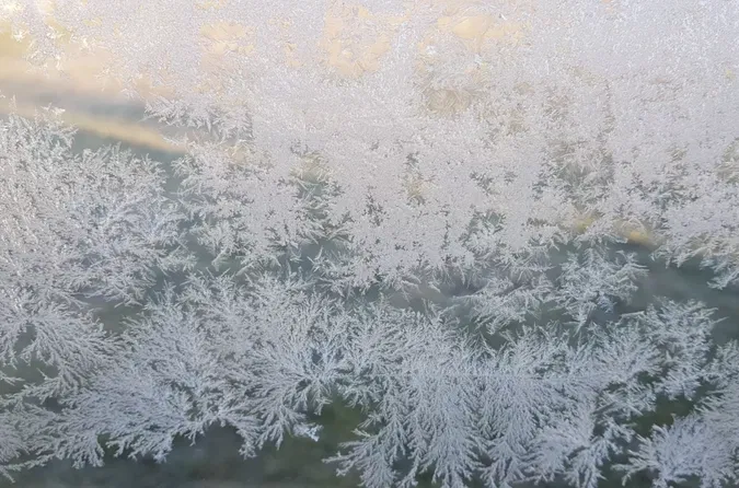 Foto auf 5min.at zeigt Eisblumen am Fenster.