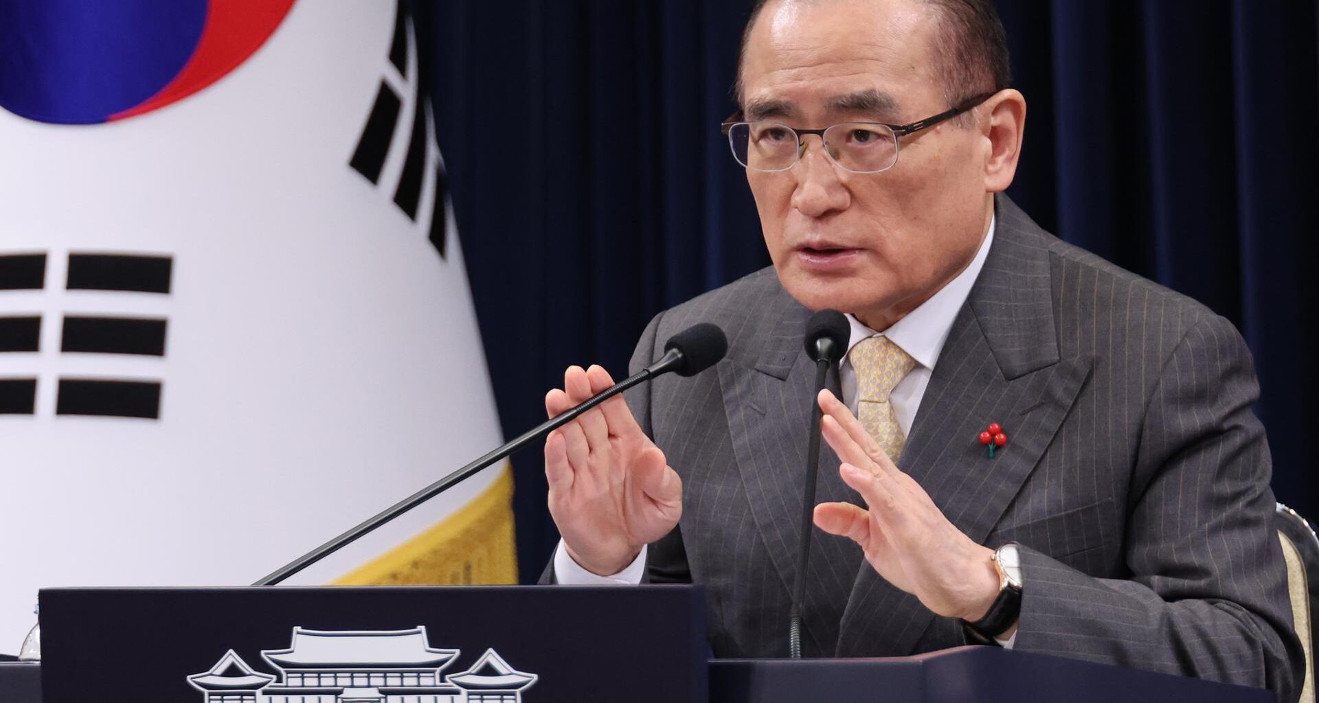 National Security Adviser Wi Sung-lac explains President Lee Jae Myung