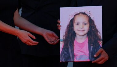 A picture of Hind Rajab is held on the red carpet ahead of the screening of The Voice Of Hind Rajab at Venice's film festival. Pic: Reuters