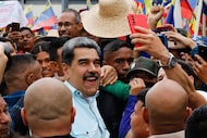 President Nicolas Maduro joins a rally marking the anniversary of the Battle of Santa Ines,...