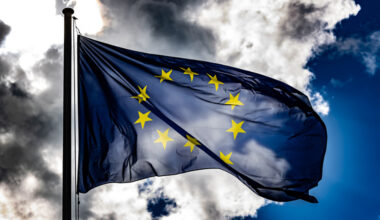 EU-flag with dramatic sky