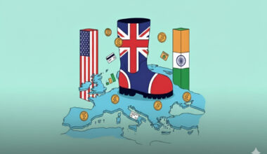 Gemini-themed abstract digital artwork with vibrant colors and futuristic design elements suitable for a business news con...