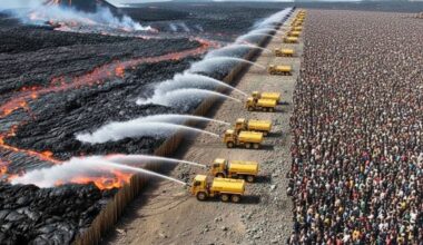 Iceland has erected giant walls to contain lava and protect a geothermal power plant, demonstrating the power of engineering in the face of volcanoes.