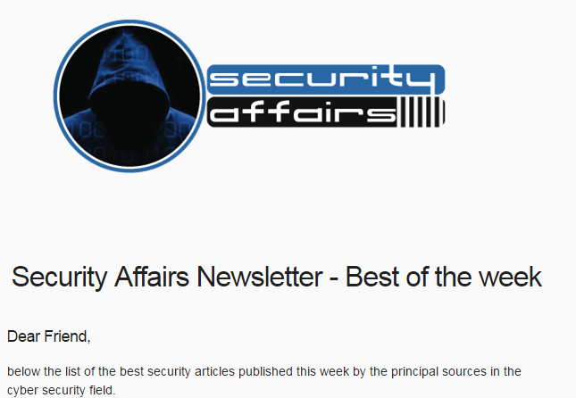 Security Affairs newsletter Round 559 by Pierluigi Paganini – INTERNATIONAL EDITION