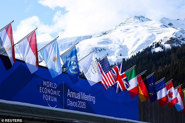 Flags flutter during the 56th annual World Economic Forum (WEF) meeting, in Davos, Switzerland, January 19, 2026. REUTERS/Denis Balibouse