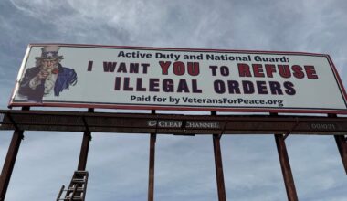 Veterans group urges troops to refuse illegal orders on a new billboard