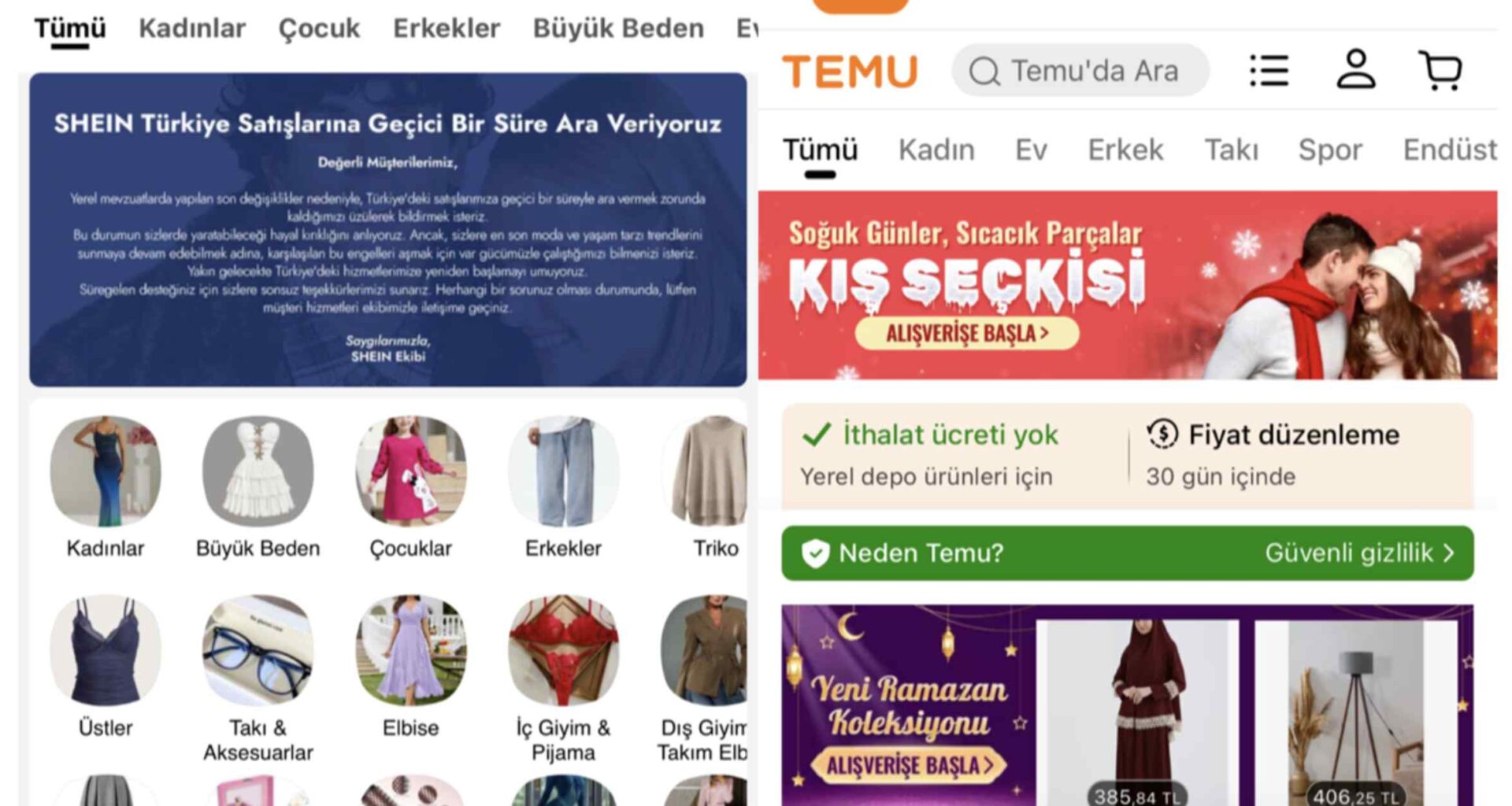 Temu, Shein suspend sales as Turkey scraps online duty-free trade