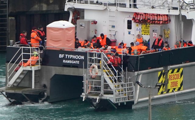 A group of people thought to be migrants on the back of a boat