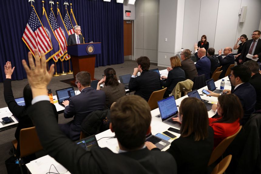 Federal Reserve Chair Jerome Powell holds a press conference on December 10.