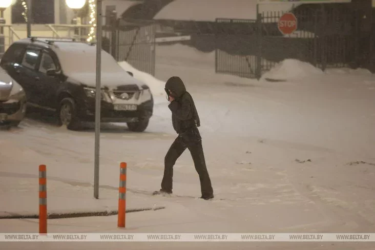 A snowy street in Minsk
