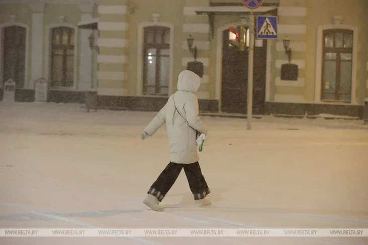 A snowy street in Minsk