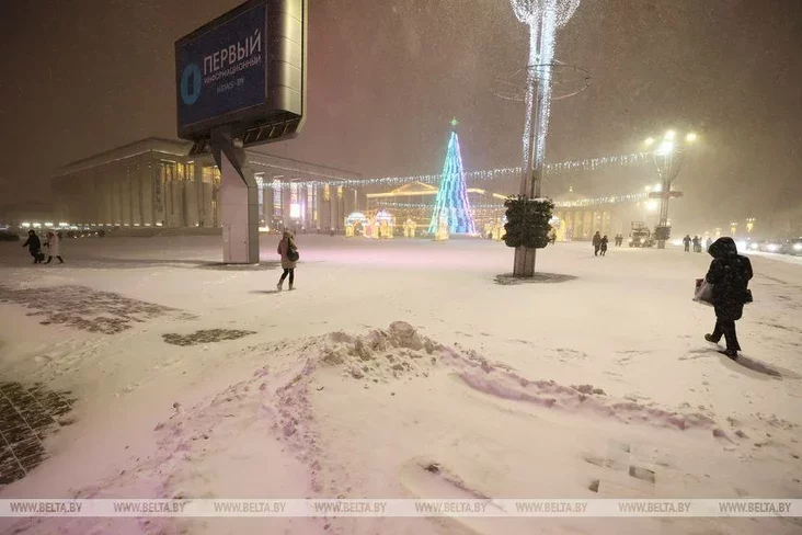 A snowy street in Minsk