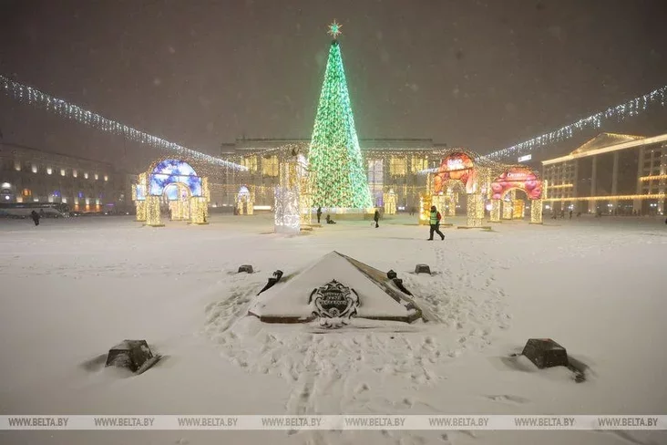 A snowy street in Minsk