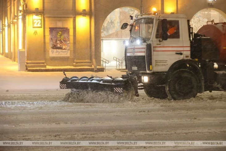 A snowy street in Minsk