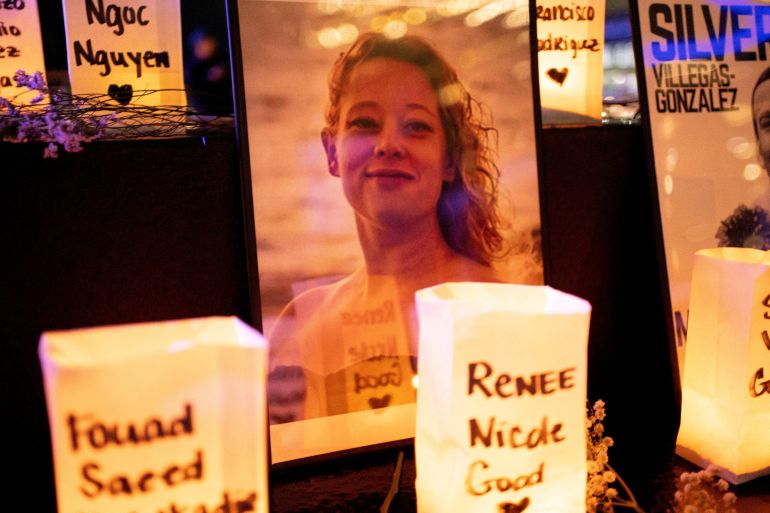 A candlelit vigil is held for Renee Nicole Good