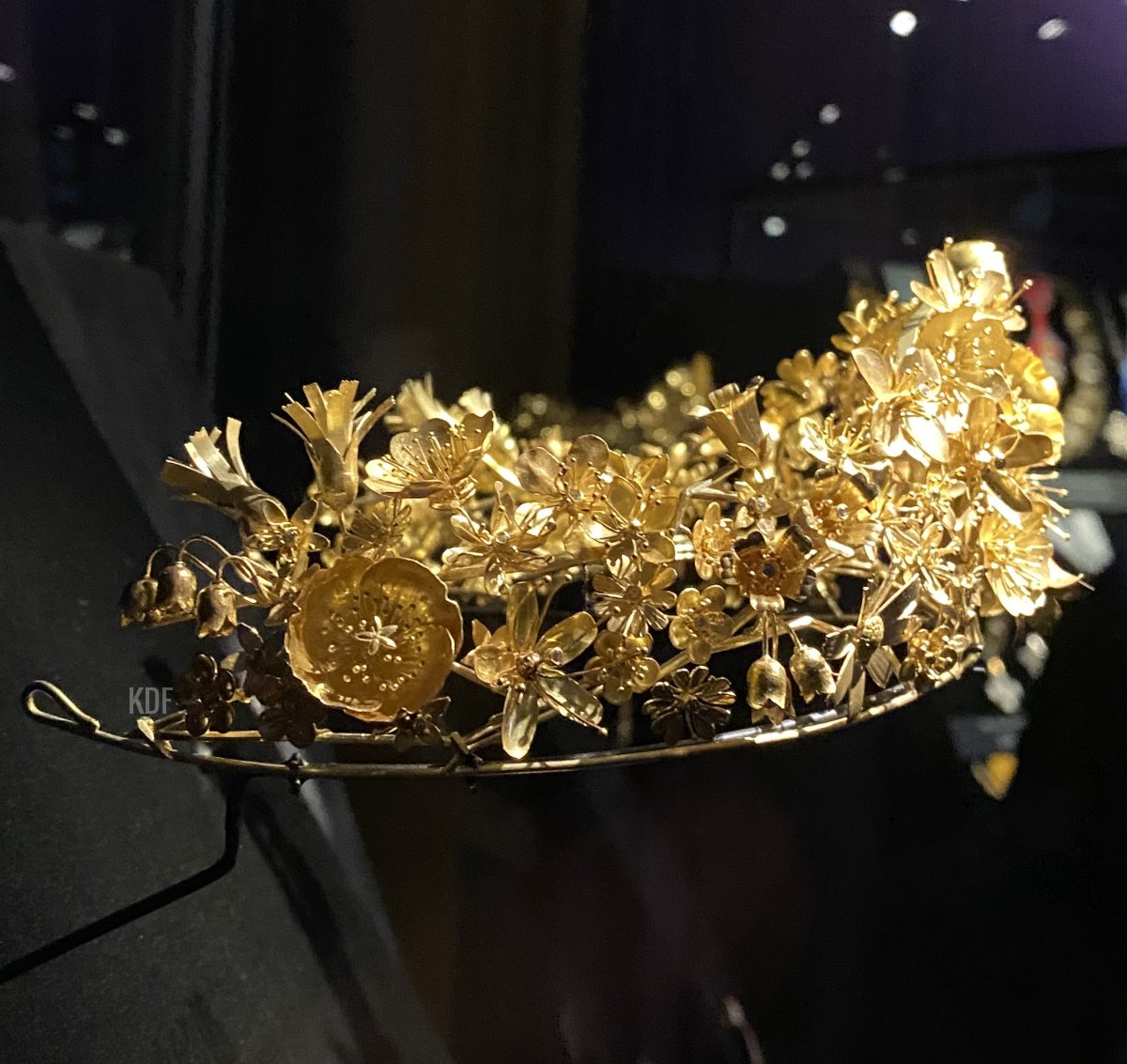 Queen Margrethe's Naasut Tiara is displayed in the Golden Jubilee jewelry exhibition at Amalienborg Palace in Copenhagen, 2022 (Photo generously shared by reader Kim)