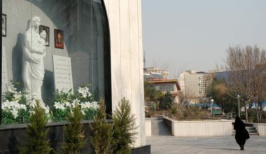 People pass by a newly inaugurated metro station in honor of the Virgin Mary named St. Mary opposite the Armenian church on Jan. 26, 2026, in Tehran, Iran.