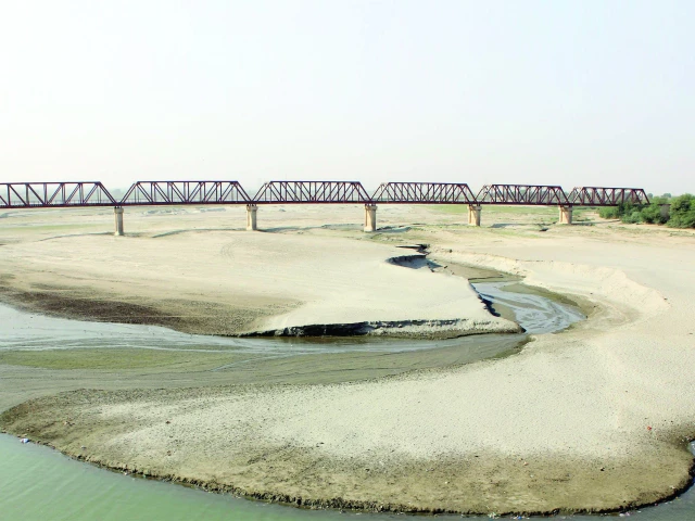 a severe scarcity of water at hussainabad exposes the river indus dry bed revealing a haunting landscape the mighty river has been reduced to a shadow of its former glory due to shortage in release of water downstream from upper riparian barrges photo express