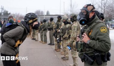 Image shows a protest against ICE in Minneapolis