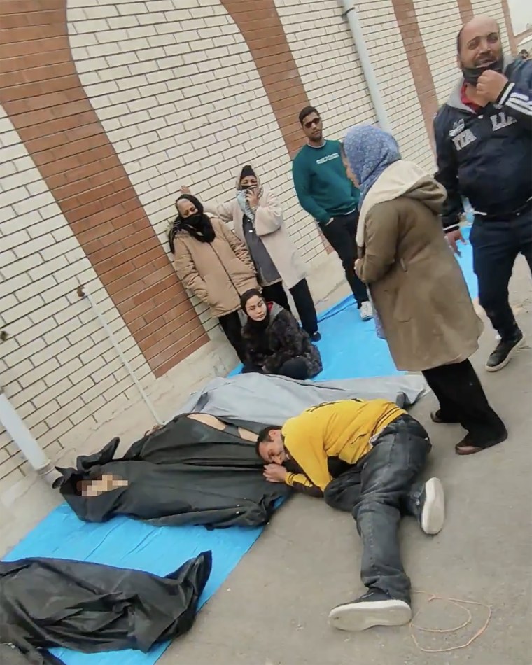 Video shows body bags outside a medical facility in Tehran province.