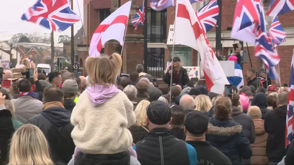 After the rally, speakers addressed the crowds who had gathered.<span> Credit: ITV News Anglia</span>