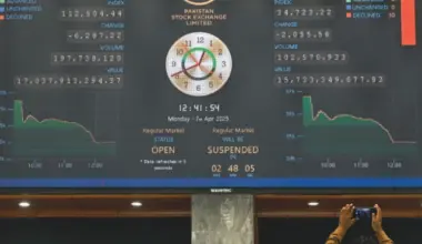 a broker monitors share prices displayed on a digital screen at the psx in karachi photo afp