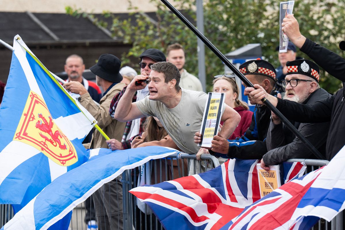 People protesting in Falkirk