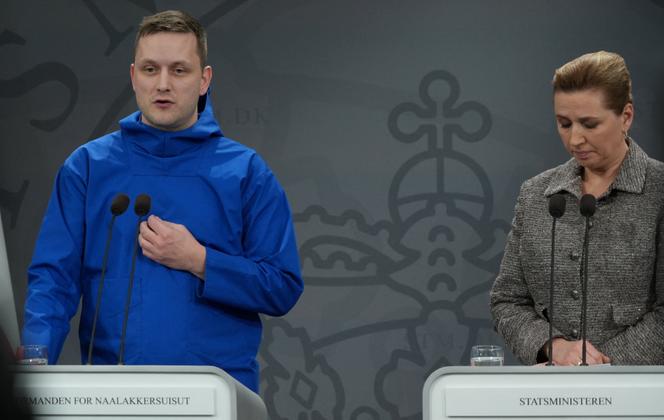 Danish Prime Minister Mette Frederiksen and Greenlandic Prime Minister Jens-Frederik Nielsen attend a press conference in Copenhagen, Denmark, on January 13, 2026.