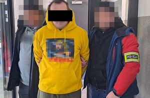 kryminalni prowadzą zatrzymanego