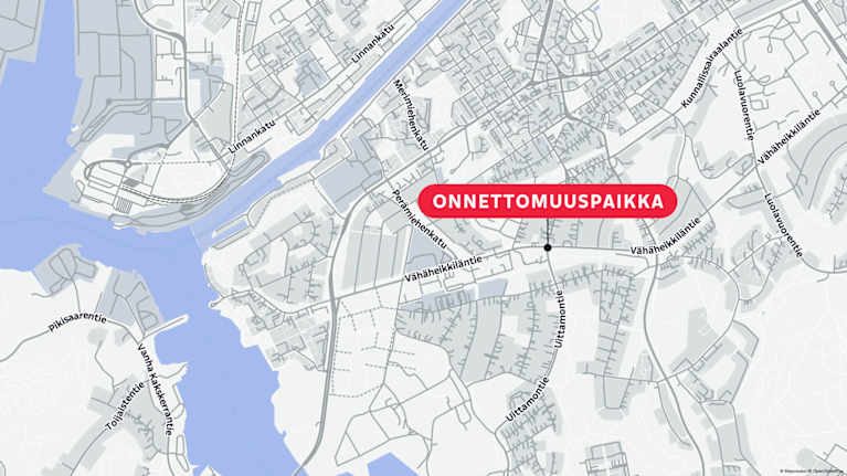 Karttakuva onnettomuuspaikasta.