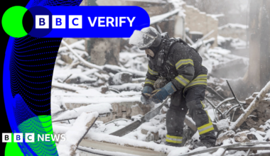 BBC Verify Live: Ukraine substation fire leaves city without power in freezing temperatures