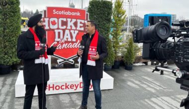 Hosts from Hockey Day in Canada are seen in Victoria in 2024. (Image via surrey.ca)