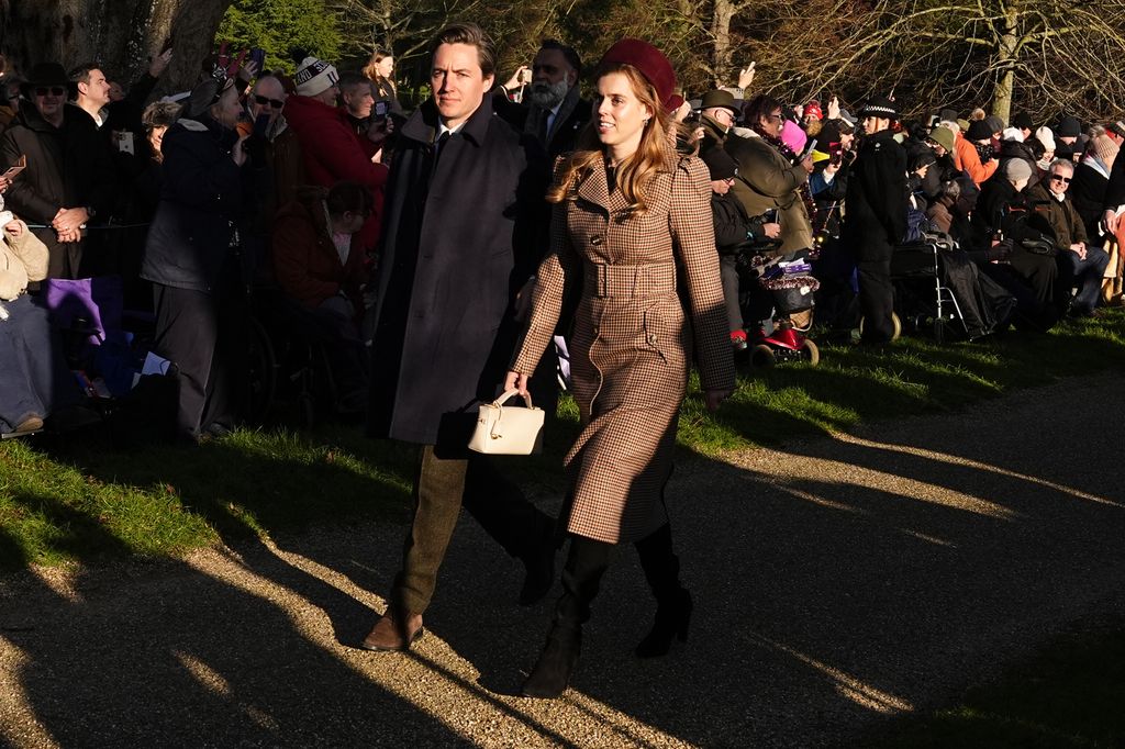 Princess Beatrice and Edoardo Mapelli Mozzi attending the Christmas Day morning church service at St Mary Magdalene Church in Sandringham,