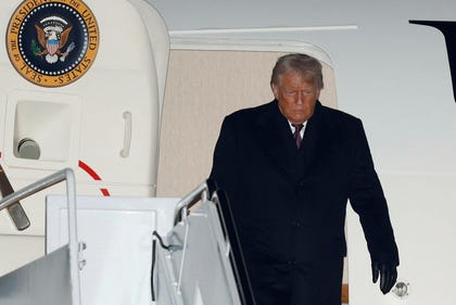 President Donald Trump arrives on Air Force One at Joint Base Andrews, Md., Thursday, Jan. 22, 2026, after returning from the World Economic Forum in Davos.(AP Photo/Luis M. Alvarez). Credit: Luis M. Alvarez,AP President Donald Trump arrives on Air Force One at Joint Base Andrews, Md., Thursday, Jan. 22, 2026, after returning from the World Economic Forum in Davos.(AP Photo/Luis M. Alvarez)