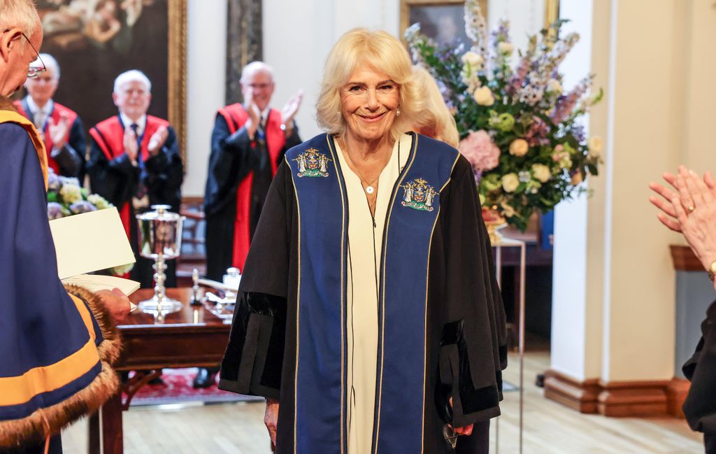 Queen Camilla is installed as an Honorary Freeman and Liveryman of the Worshipful Company of Stationers and Newspaper Makers, at Stationers' Hall, London, in recognition of her service to literacy