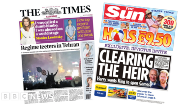 'Regime teeters in Tehran' and 'Clearing the heir'