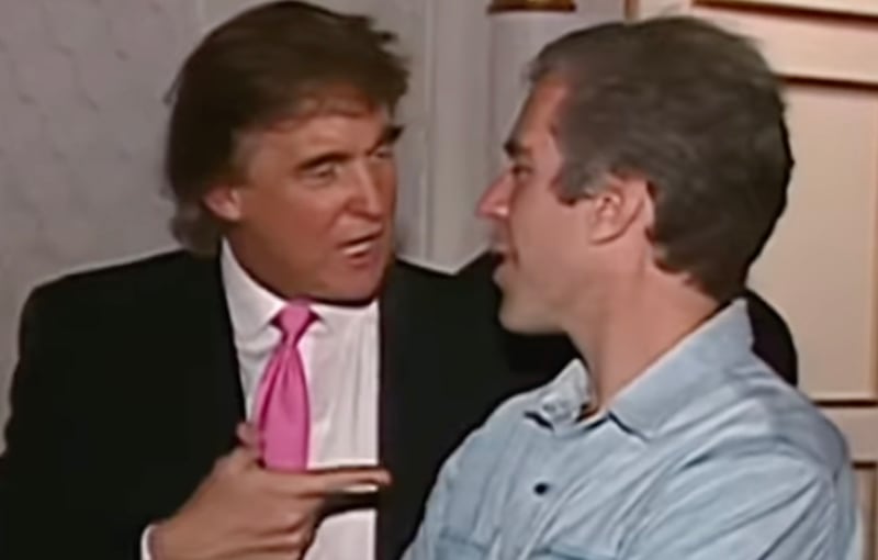 Donald Trump and Jeffrey Epstein at a Mar-a-Lago party in 1992.